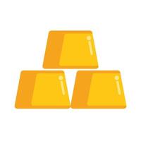 Three gold bars stacked on white background vector
