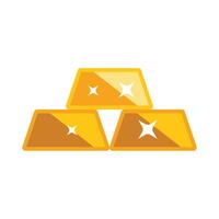 Stack of three gold bars sparkling on white background vector