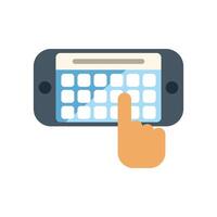Hand tapping smartphone touch screen with app icons vector
