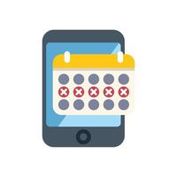 Smartphone showing calendar with crossed out days for time management and business schedule planning concept vector