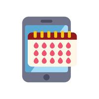 Menstrual cycle tracking app showing period dates on smartphone screen vector