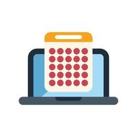 Online calendar app displaying on laptop screen for time management vector