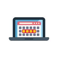 Laptop showing online calendar application with highlighted week days vector
