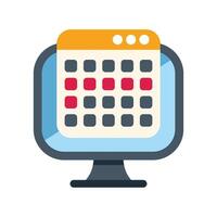 Computer monitor displaying calendar app with marked dates for appointment vector