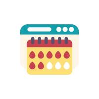 Menstrual cycle tracking app showing period calendar with ovulation day vector