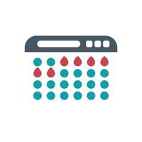 Menstrual cycle calendar showing bleeding days icon vector