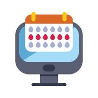 Online menstruation period tracker app on computer screen vector