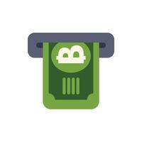 Atm distributing bitcoin cryptocurrency banknote flat icon vector