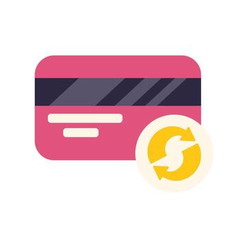Credit card showing recurring payment with reload icon vector