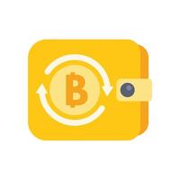 Bitcoin cryptocurrency rotating around digital wallet icon vector