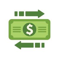 Green banknote exchanging money with double arrows symbol vector