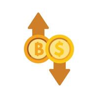 Bitcoin going up while dollar going down indicating market volatility vector