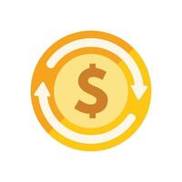 Money circulation with rotating arrows around dollar coin illustrating cash flow vector
