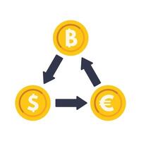 Bitcoin exchange showing conversion with dollar and euro currencies vector