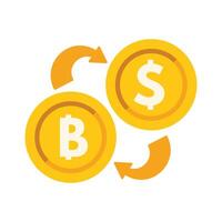 Bitcoin exchanging with us dollar with arrows around vector