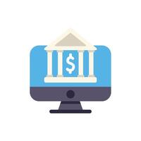 Computer showing bank building with dollar sign for online banking concept vector