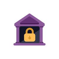 Bank building representing online banking security with large padlock vector