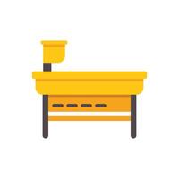 Yellow school desk with open textbook compartment representing education vector