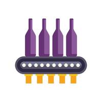 Wine bottles moving on conveyor belt at factory vector