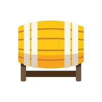 Wooden barrel standing on support structure for beer or wine aging vector