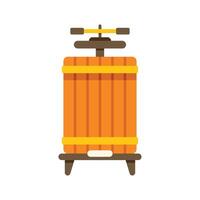 Traditional wooden wine press for grape processing making wine vector