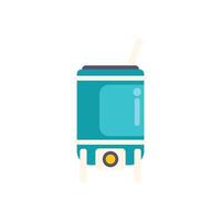 Blue soda can with straw taking off like a rocket vector