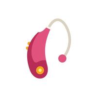 Pink hearing aid device improving hearing loss problem vector