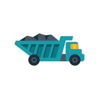 Turquoise mining truck transporting coal load side view vector