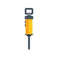 Yellow jackhammer breaking concrete with steel chisel tip vector