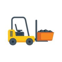 Yellow forklift carrying coal in a bucket on white background vector