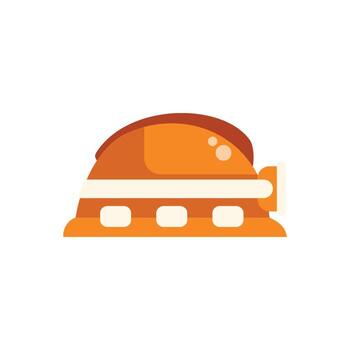 Orange astronaut helmet floating in the space with antenna on side vector