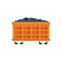 Mining cart carrying coal from mine on rails vector