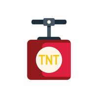 Red tnt detonator with plunger, explosive device for demolition vector