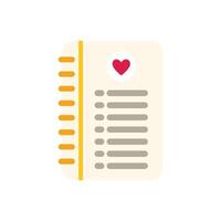 Notepad with heart showing love list or romantic wish list concept vector