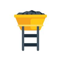 Mining cart full of coal standing on support structure vector