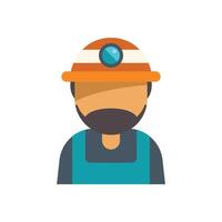 Bearded coal miner wearing a helmet with lamp light vector