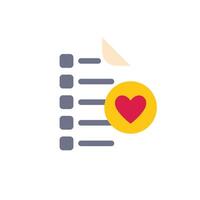Wish list icon showing favorite things and valentines day vector