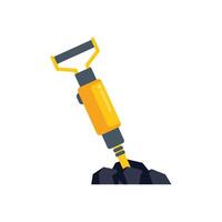 Pneumatic drill breaking stones for construction and mining vector