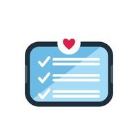 Smartphone showing checklist with heart for successful goal setting and completion vector