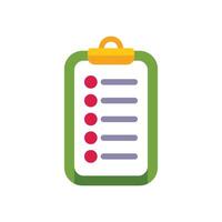 Green clipboard showing check marks for test taking, survey, or checklist vector