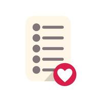 Wish list with heart icon showing favorite items or products vector
