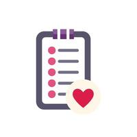 Wish list with heart icon representing favorite things vector