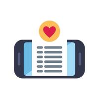 Smartphone showing online dating app with heart icon vector