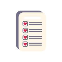 Wish list with hearts representing desired items on paper vector