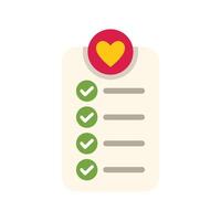 Wish list with checked boxes and heart symbol for valentines day vector