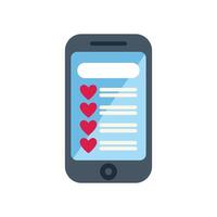 Smartphone showing likes on social media app screen vector