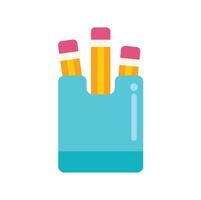 Pencils standing in a pencil case ready to be used for writing vector