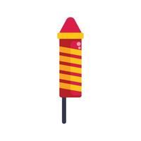 Red and yellow firecracker rocket with stripes waiting to be ignited vector