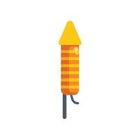 Striped firework rocket standing with burning wick vector