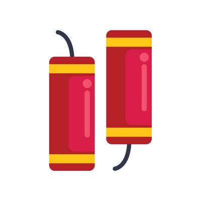 Two red firecrackers celebrating with a bang